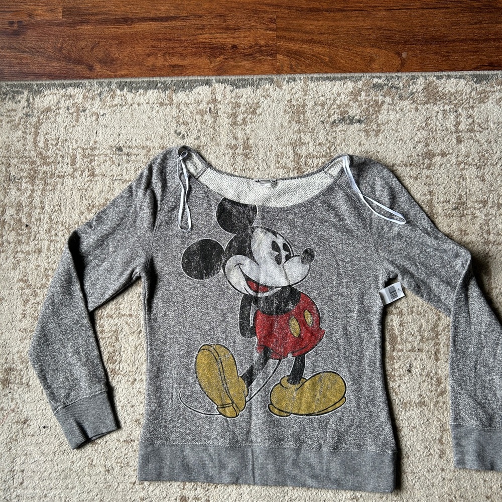 Disney Parks Mickey Mouse Gray Long Sleeve Top
